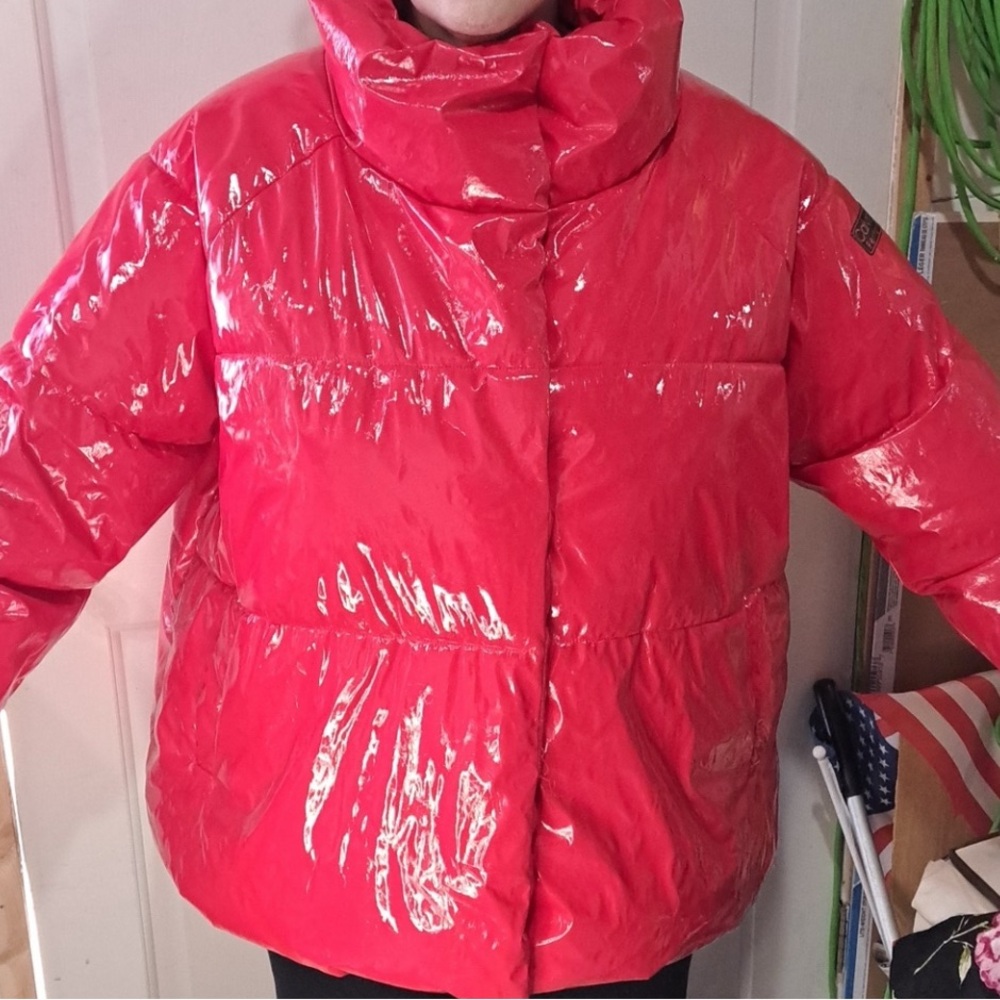 Shiny Red Puffer Jacket